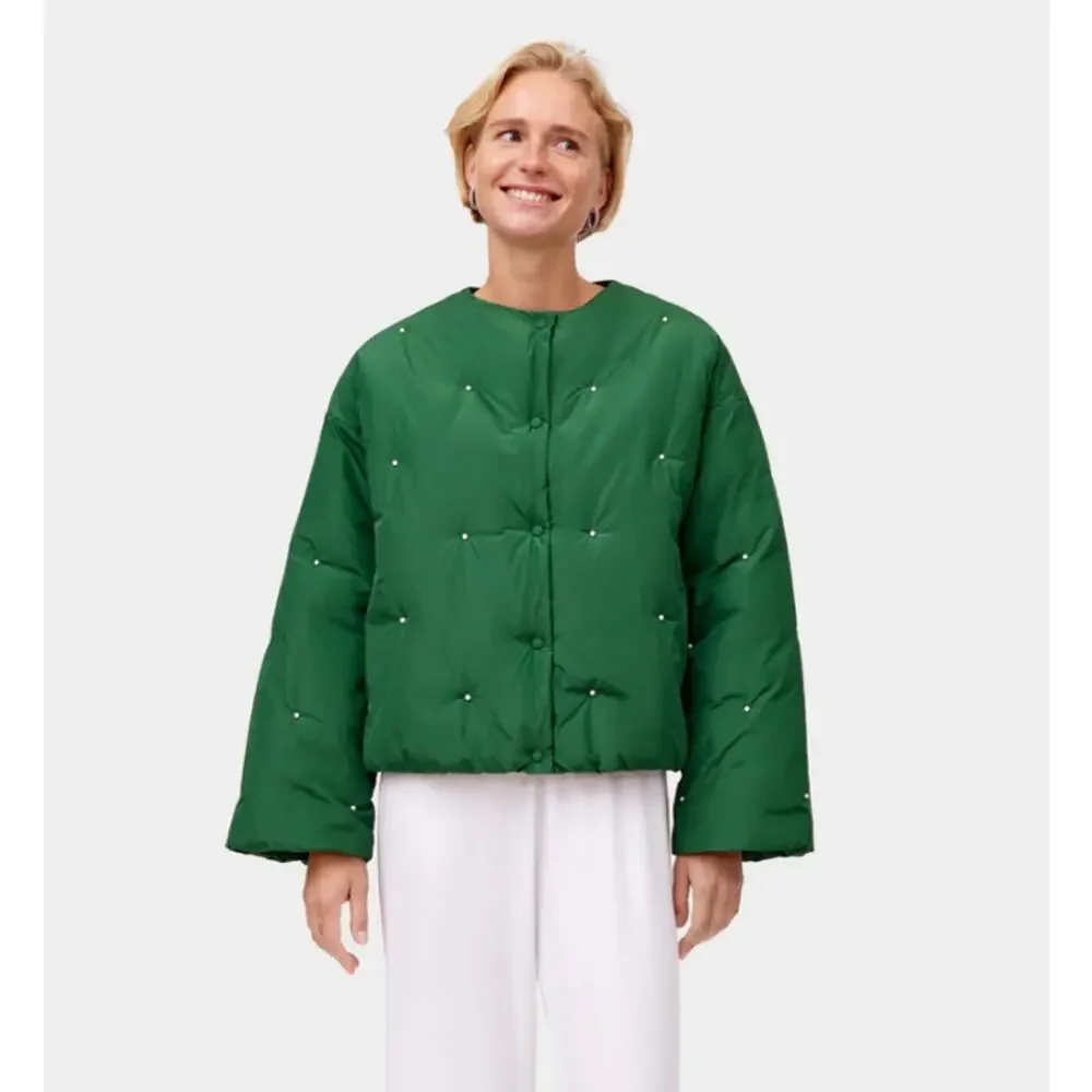 $459 Green Sleeper Pearly Puffy Jacket S/M NWT - Picture 2 of 6